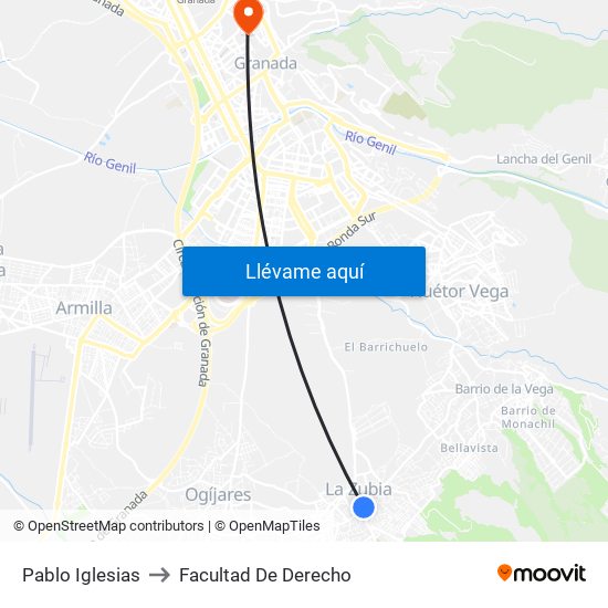 Pablo Iglesias to Facultad De Derecho map