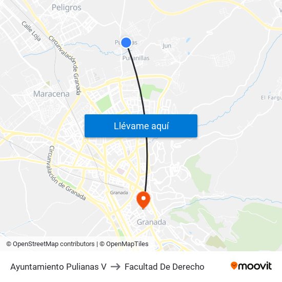 Ayuntamiento Pulianas V to Facultad De Derecho map