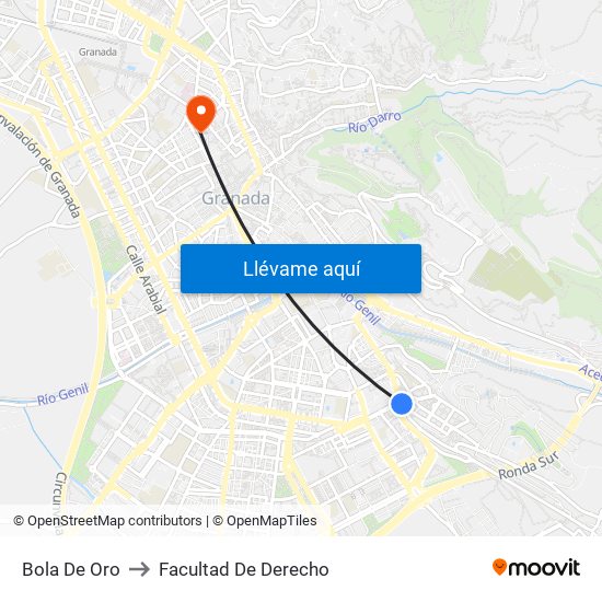 Bola De Oro to Facultad De Derecho map