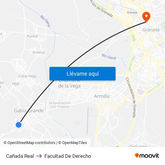 Cañada Real to Facultad De Derecho map