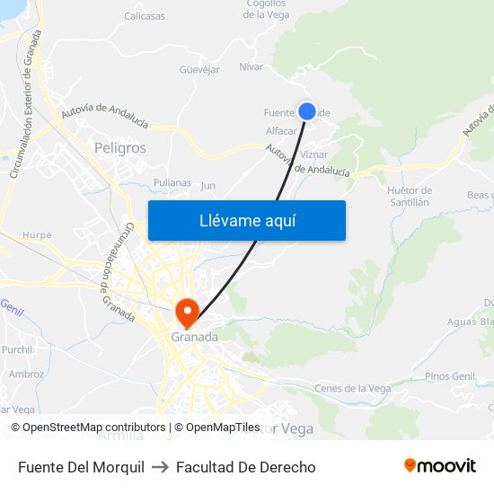 Fuente Del Morquil to Facultad De Derecho map