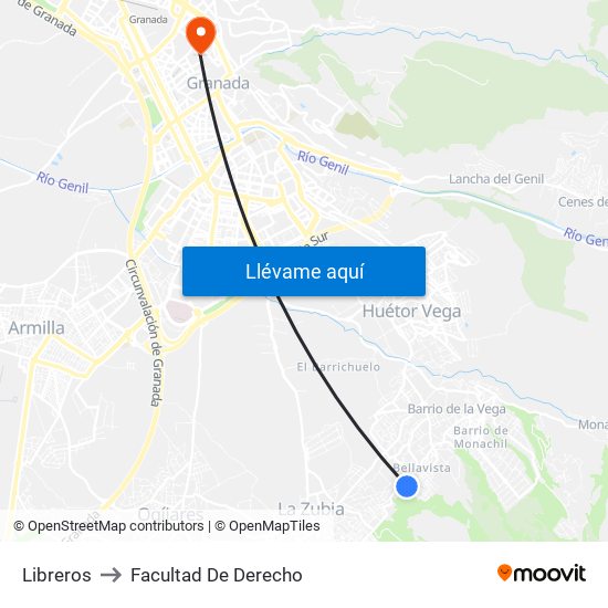 Libreros to Facultad De Derecho map