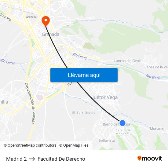 Madrid 2 to Facultad De Derecho map