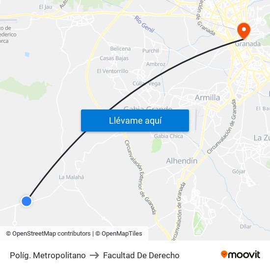 Políg. Metropolitano to Facultad De Derecho map