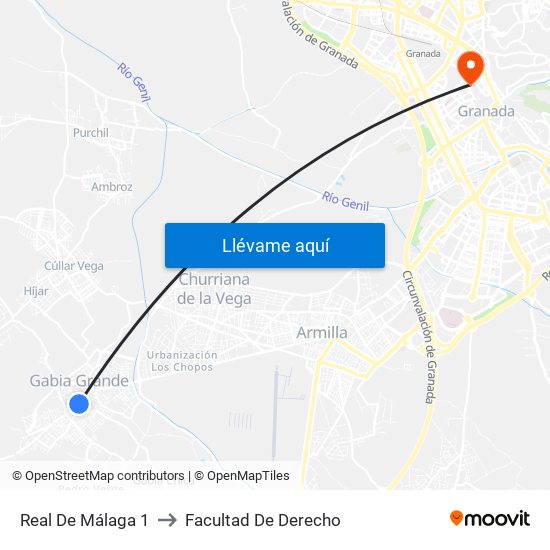 Real De Málaga 1 to Facultad De Derecho map