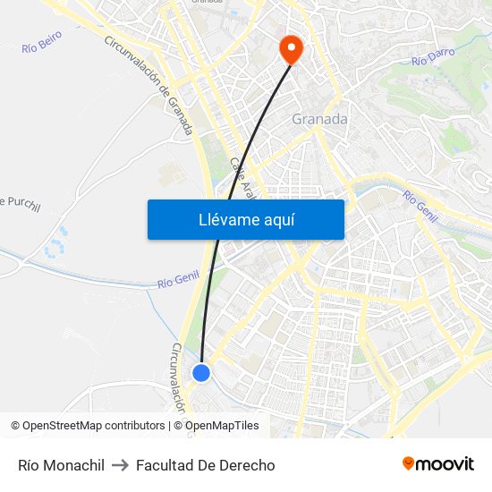 Río Monachil to Facultad De Derecho map