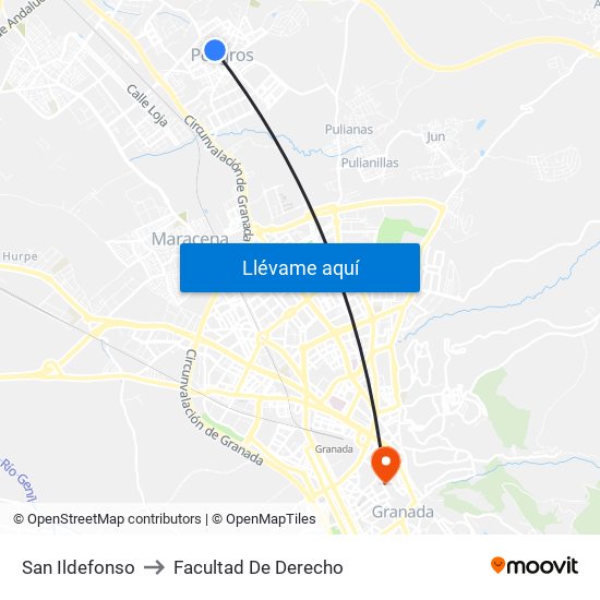 San Ildefonso to Facultad De Derecho map