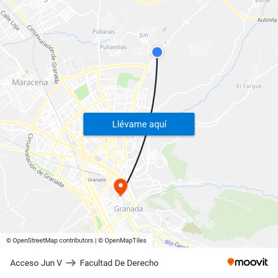 Acceso Jun V to Facultad De Derecho map