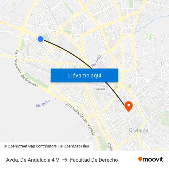 Avda. De Andalucía 4 V to Facultad De Derecho map