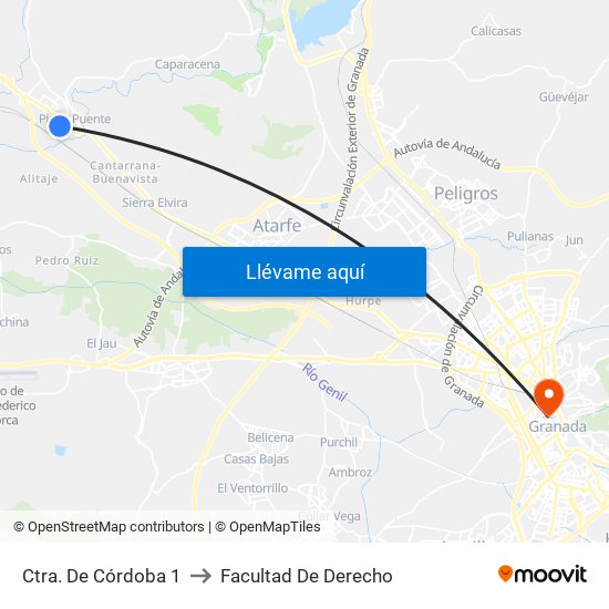 Ctra. De Córdoba 1 to Facultad De Derecho map