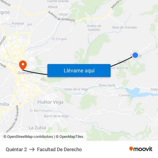 Quéntar 2 to Facultad De Derecho map