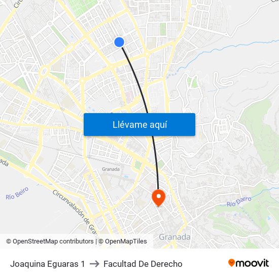 Joaquina Eguaras 1 to Facultad De Derecho map