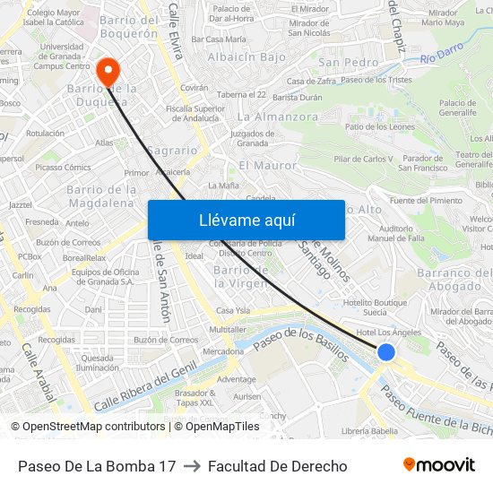 Paseo De La Bomba 17 to Facultad De Derecho map