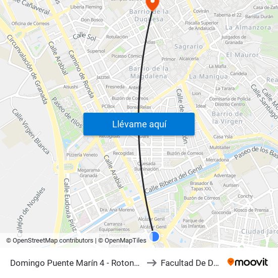 Domingo Puente Marín 4 - Rotonda Aviación to Facultad De Derecho map