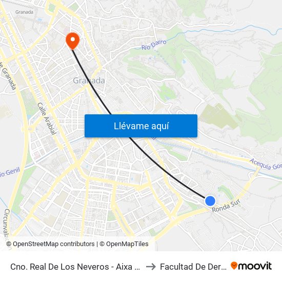 Cno. Real De Los Neveros - Aixa La Horra to Facultad De Derecho map