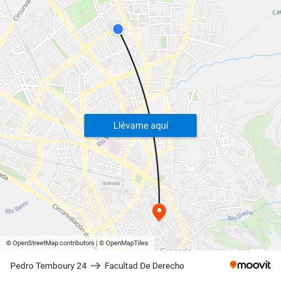 Pedro Temboury 24 to Facultad De Derecho map