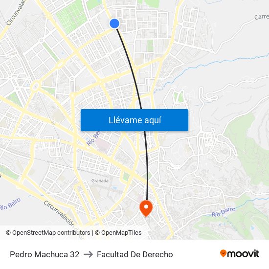 Pedro Machuca 32 to Facultad De Derecho map
