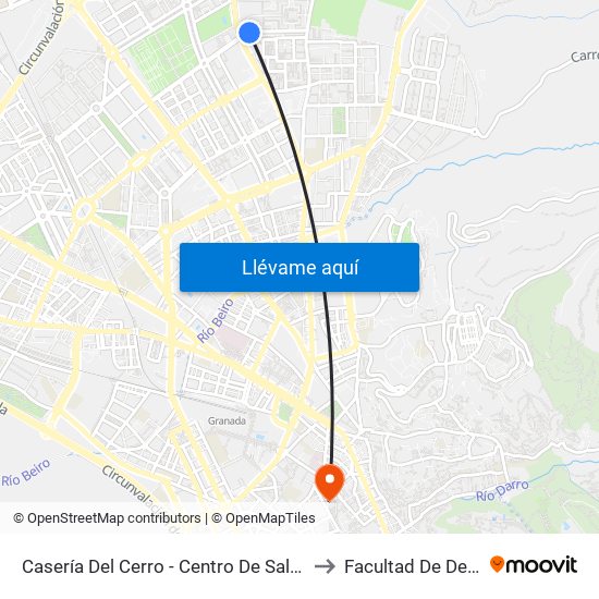 Casería Del Cerro - Centro De Salud Cartuja to Facultad De Derecho map