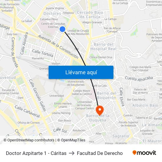 Doctor Azpitarte 1 - Cáritas to Facultad De Derecho map