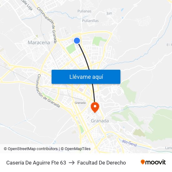 Casería De Aguirre Fte 63 to Facultad De Derecho map