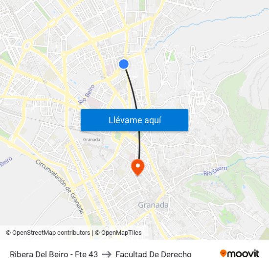 Ribera Del Beiro - Fte 43 to Facultad De Derecho map