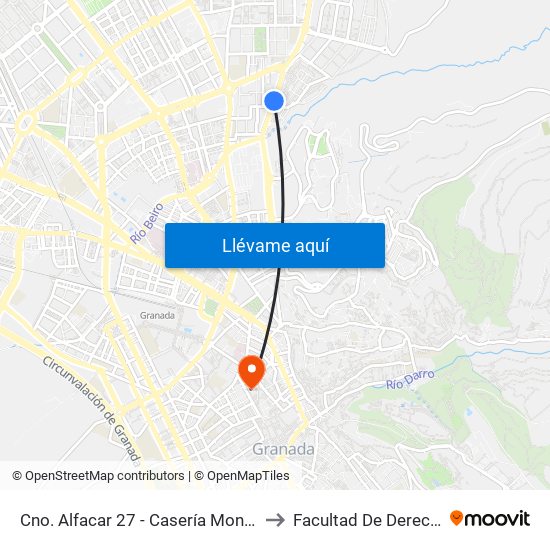 Cno. Alfacar 27 - Casería Montijo to Facultad De Derecho map