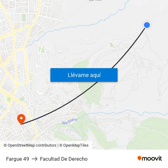 Fargue 49 to Facultad De Derecho map