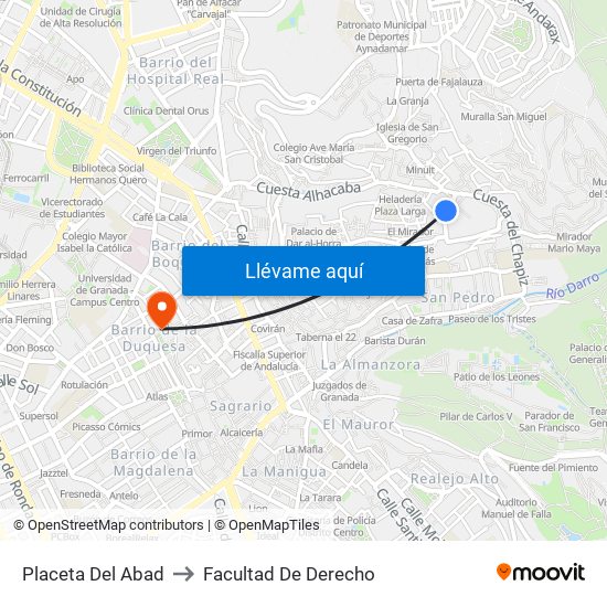 Placeta Del Abad to Facultad De Derecho map