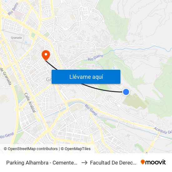 Parking Alhambra - Cementerio to Facultad De Derecho map