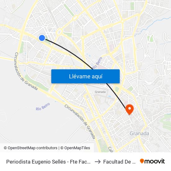 Periodista Eugenio Sellés - Fte Facultad Bellas Artes to Facultad De Derecho map