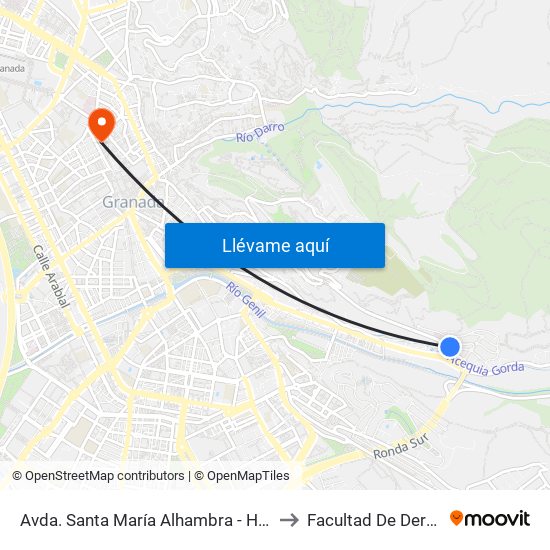 Avda. Santa María Alhambra - Hospital to Facultad De Derecho map