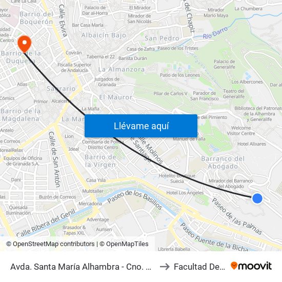 Avda. Santa María Alhambra - Cno. Nuevo Cementerio 82 to Facultad De Derecho map