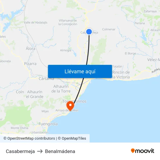Casabermeja to Benalmádena map