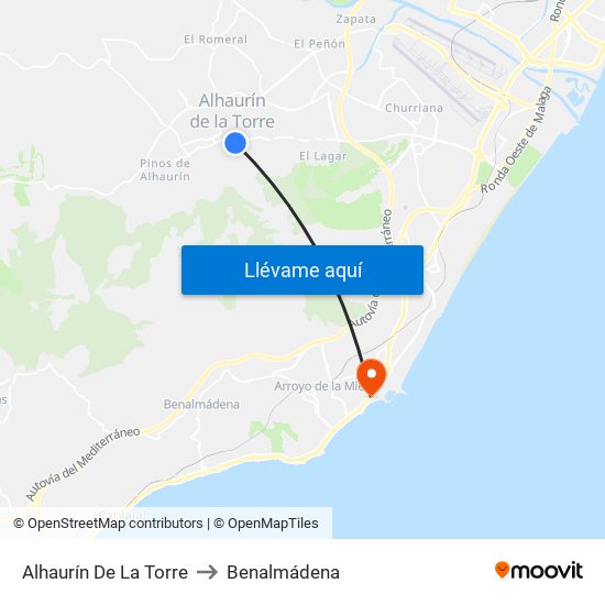 Alhaurín De La Torre to Benalmádena map