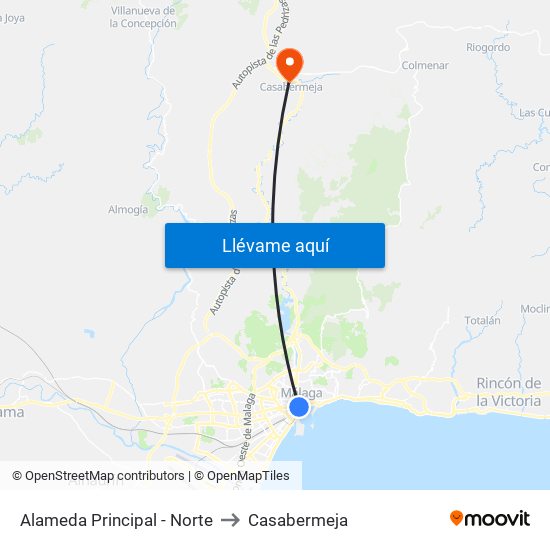 Alameda Principal - Norte to Casabermeja map