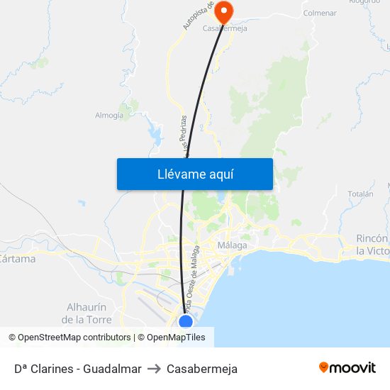 Dª Clarines - Guadalmar to Casabermeja map