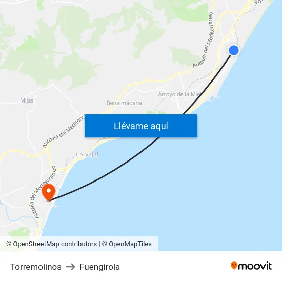 Torremolinos to Fuengirola map