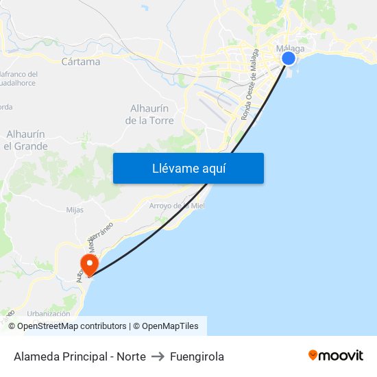 Alameda Principal - Norte to Fuengirola map