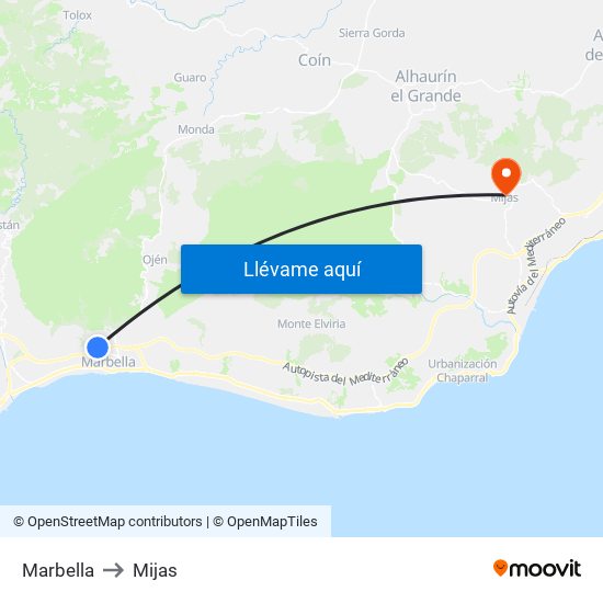Marbella to Mijas map