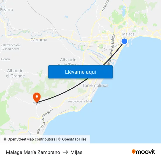 Málaga María Zambrano to Mijas map