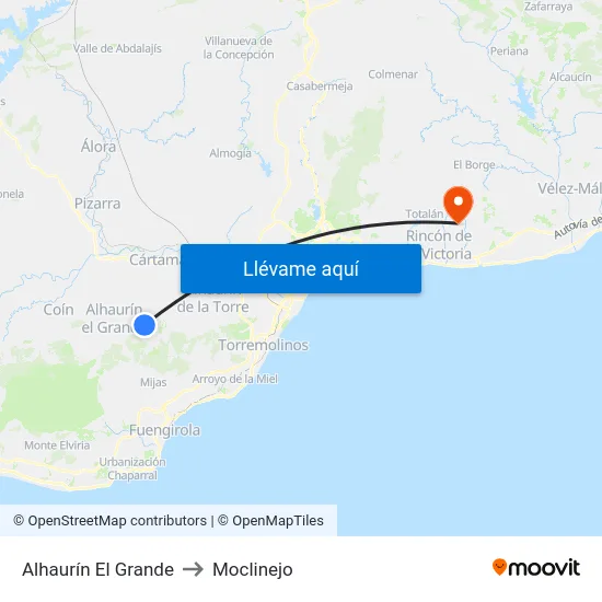 Alhaurín El Grande to Moclinejo map