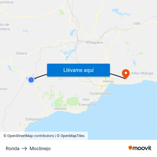 Ronda to Moclinejo map