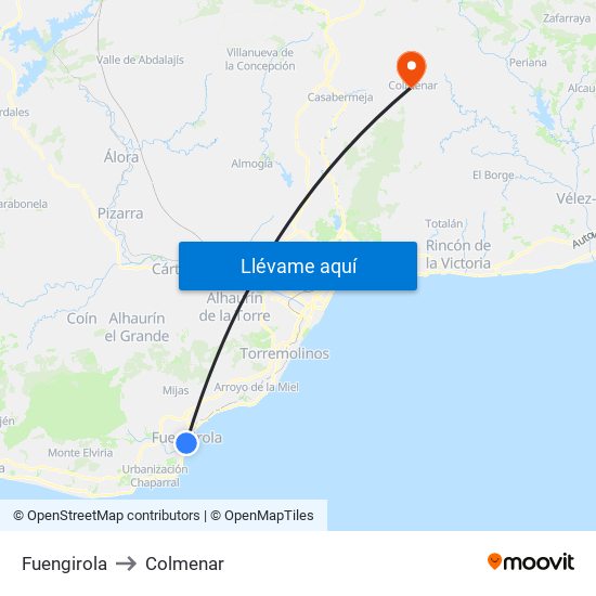 Fuengirola to Colmenar map