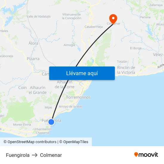 Fuengirola to Colmenar map