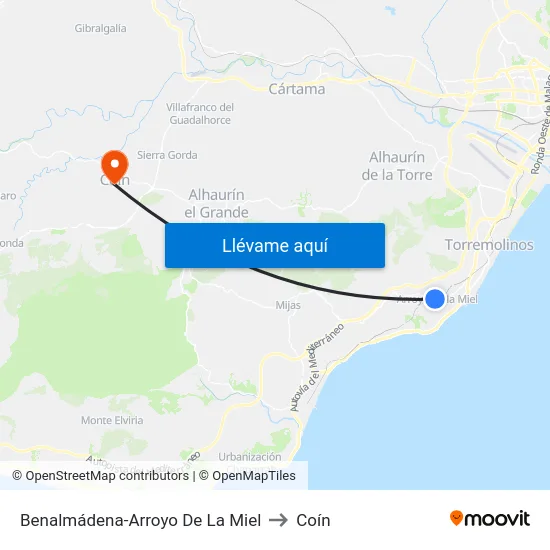 Benalmádena-Arroyo De La Miel to Coín map