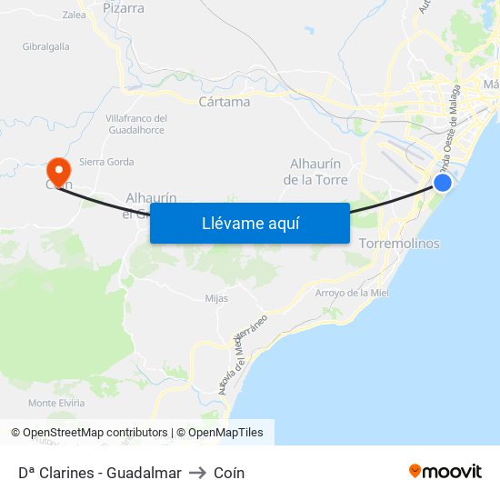 Dª Clarines - Guadalmar to Coín map