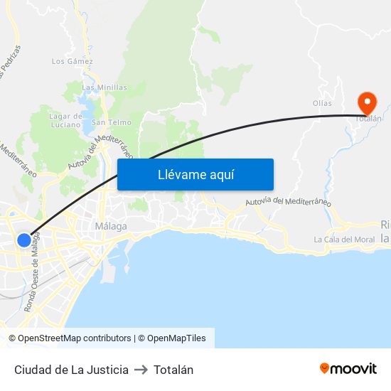 Ciudad de La Justicia to Totalán map