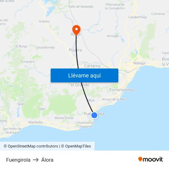 Fuengirola to Álora map