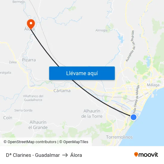 Dª Clarines - Guadalmar to Álora map