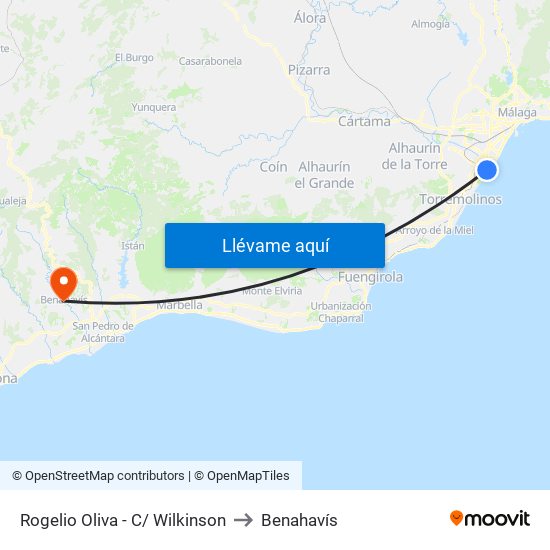 Rogelio Oliva - C/ Wilkinson to Benahavís map